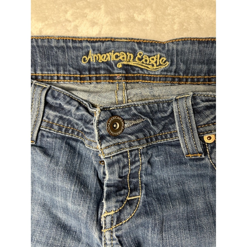 American Eagle Bootcut Jeans Womens 10 Long Medium Wash Low Rise Stretch Denim - Picture 1 of 7